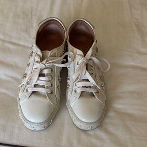 Aquazzura Cream Star-Embellished Sneakers